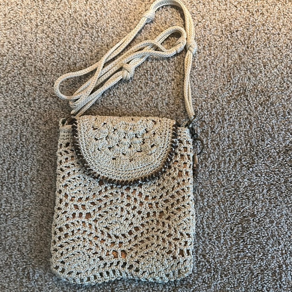Handcrafted Crochet Crossbody Bag - Cream